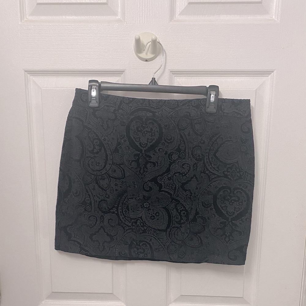 Black Paisley corduroy mini skirt.